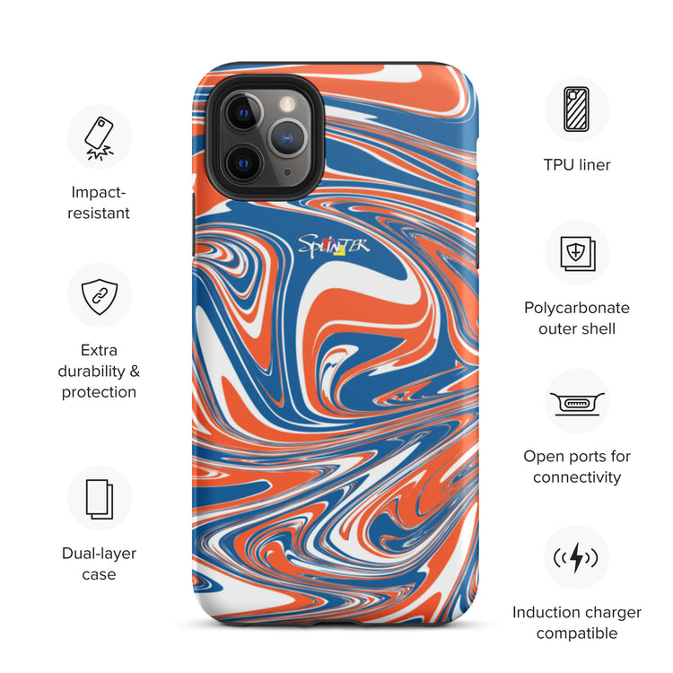 Orange Blue White Retro Marbled iPhone case