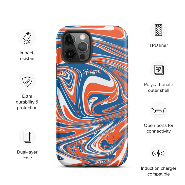 Orange Blue White Retro Marbled iPhone case